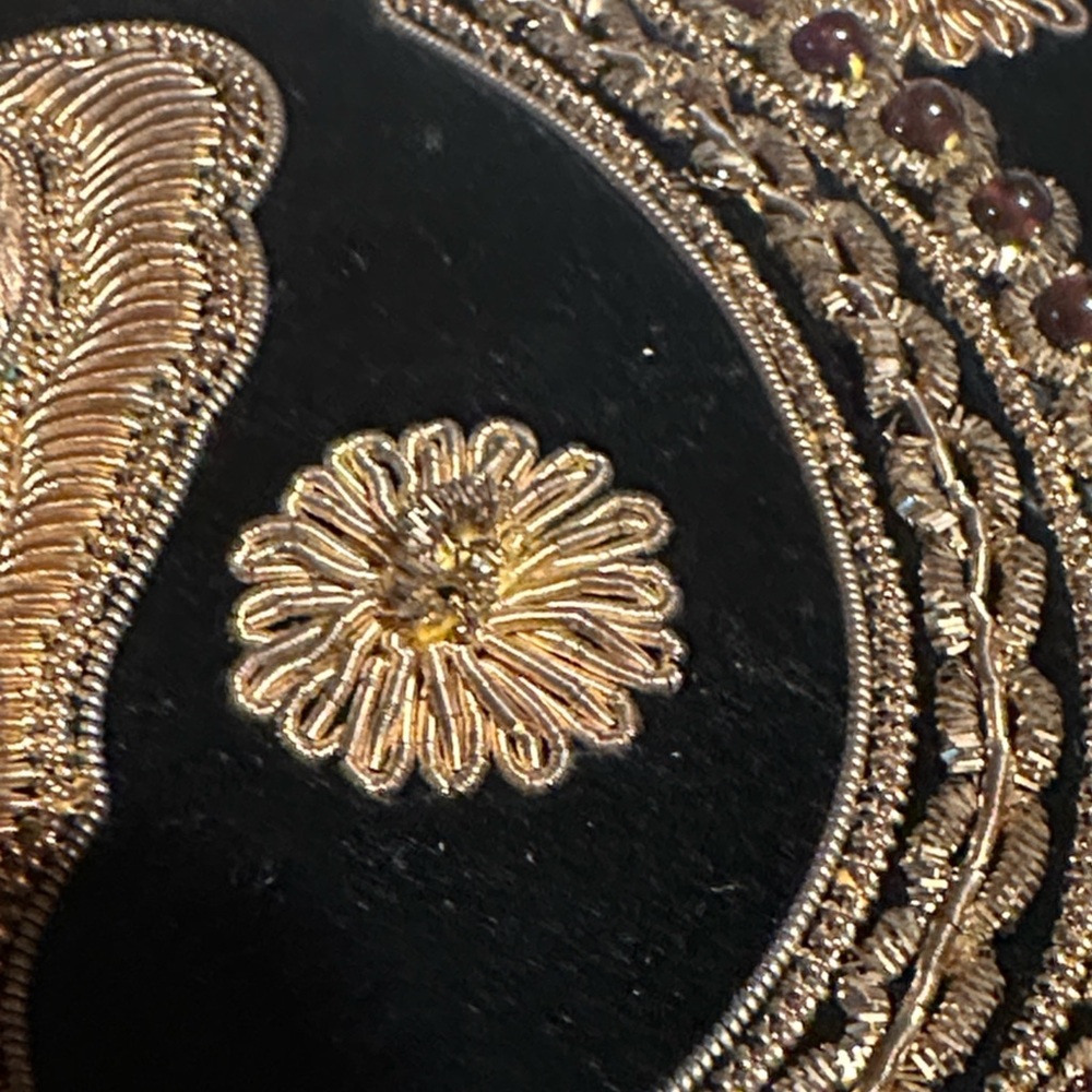 Maharani Embroidered Black and Gold Clutch Velvet Bag - Picture 9 of 13